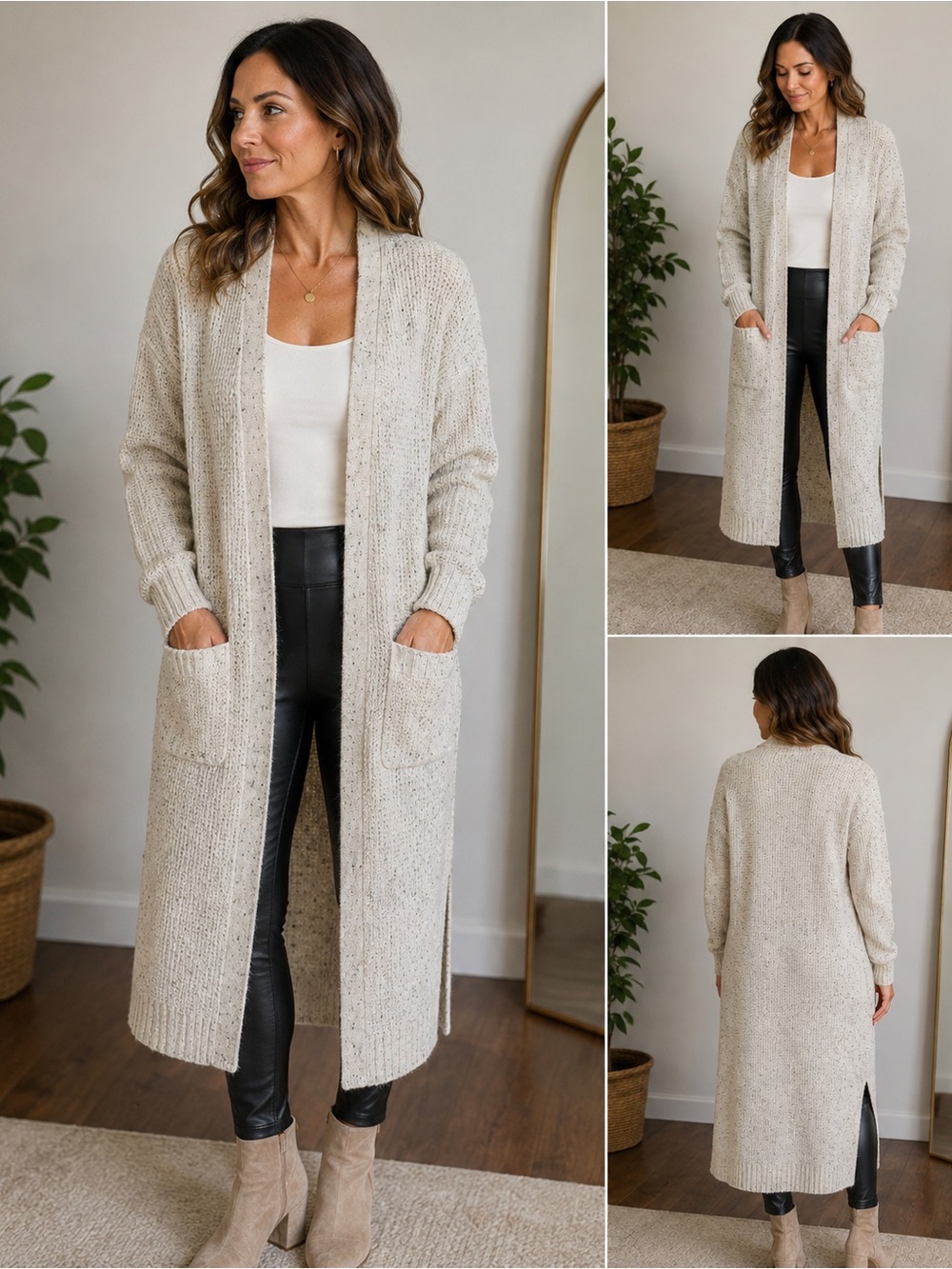 Yes Lola Long Speckled Knit Cardigan Duster Size S NWOT